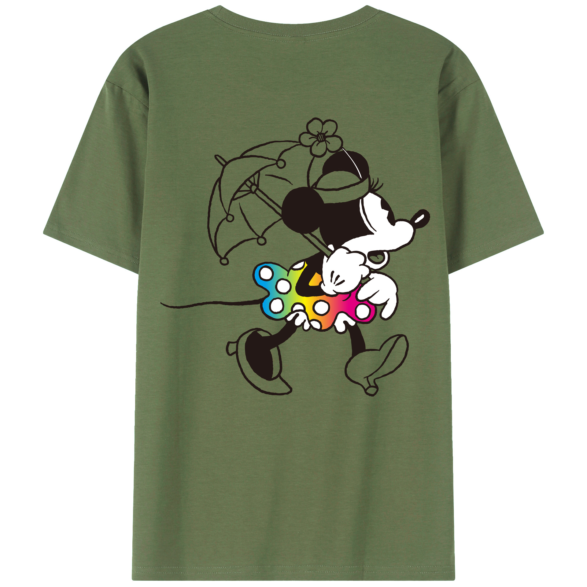 ミッキーマウス Mickey Mouse 綿100％ メンズ半袖Tシャツ（バックプリント） 通気性